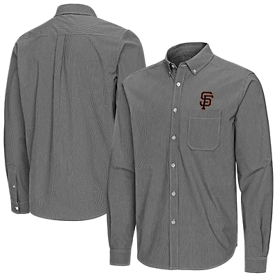 Men's Antigua Black San Francisco Giants Porter Woven Long Sleeve Button-Down Shirt