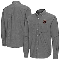 Men's Antigua Black San Francisco Giants Porter Woven Long Sleeve Button-Down Shirt