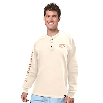 Men's Margaritaville Cream Washington Commanders Five O'Clock Henley Long Sleeve T-Shirt