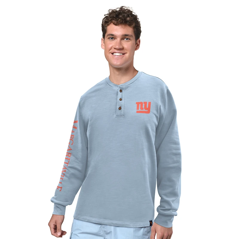 Men's Margaritaville Light Blue New York Giants Five O'Clock Henley Long Sleeve T-Shirt