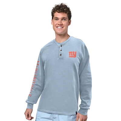 Men's Margaritaville Light Blue New York Giants Five O'Clock Henley Long Sleeve T-Shirt