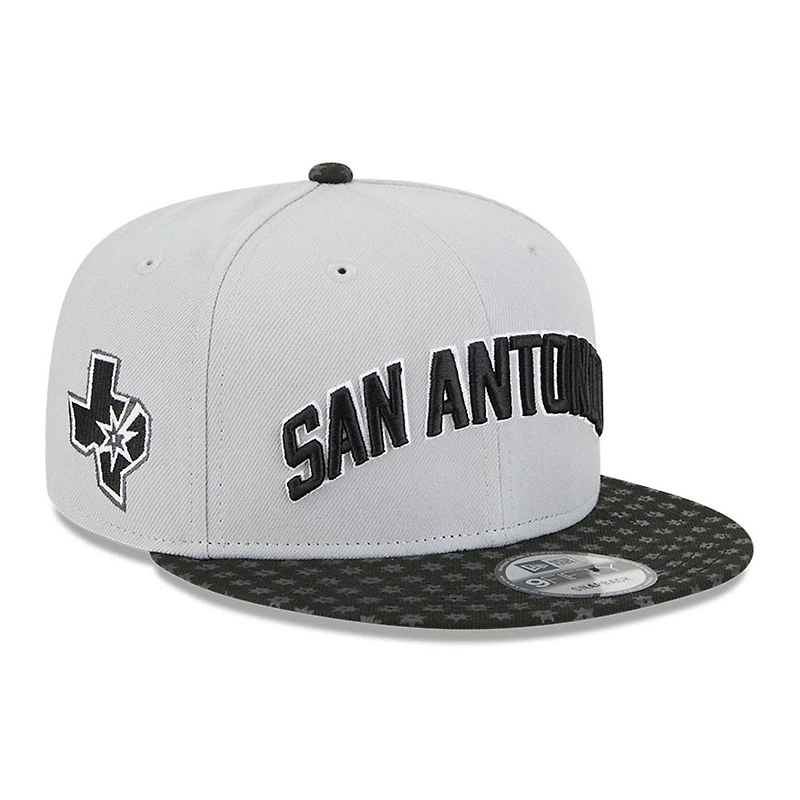 Men's New Era Silver/Black San Antonio Spurs Jersey Hook Statement Edition 9FIFTY Snapback Hat