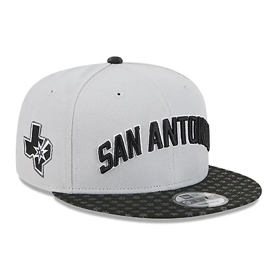 Men's New Era Silver/Black San Antonio Spurs Jersey Hook Statement Edition 9FIFTY Snapback Hat