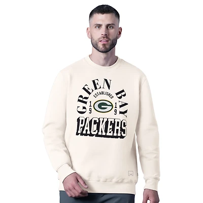 Men's MSX by Michael Strahan  White Green Bay Packers Whiteout Crewneck Sweatshirt