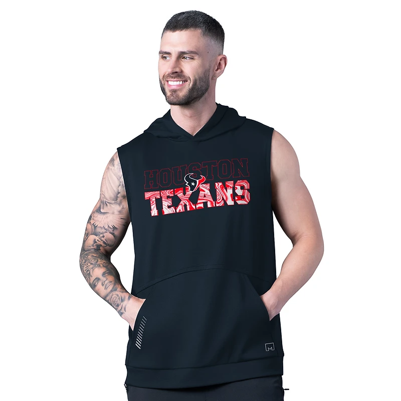 Men's MSX by Michael Strahan Navy Houston Texans Rebound Sleeveless Hoodie