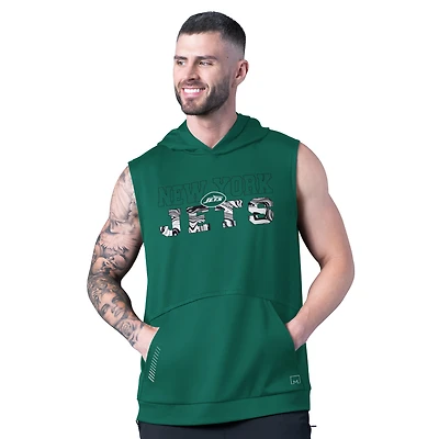 Men's MSX by Michael Strahan Green New York Jets Rebound Sleeveless Hoodie
