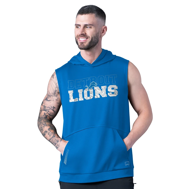 Men's MSX by Michael Strahan Blue Detroit Lions Rebound Sleeveless Hoodie