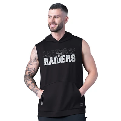 Men's MSX by Michael Strahan Black Las Vegas Raiders Tri-Blend Rebound Sleeveless Hoodie