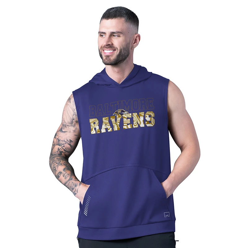 Men's MSX by Michael Strahan Purple Baltimore Ravens Rebound Sleeveless Hoodie