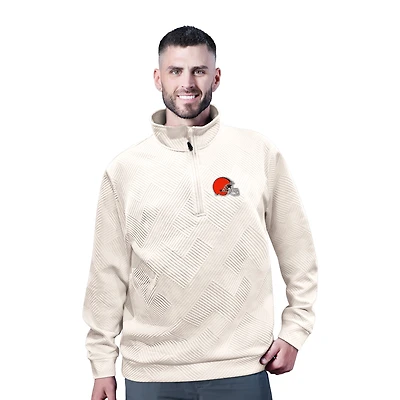 Men's MSX by Michael Strahan White Cleveland Browns Cross Training Half-Zip Pullover