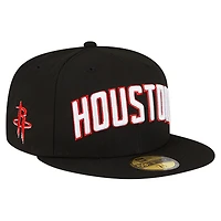 Men's New Era  Black Houston Rockets Statement Edition Jersey Hook 59Fifty Fitted Hat