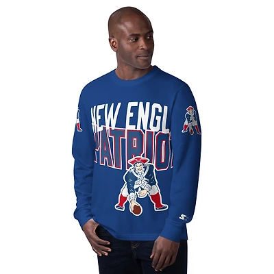 Men's Starter Navy New England Patriots Extreme Clutch Hit Vintage Logo Long Sleeve T-Shirt