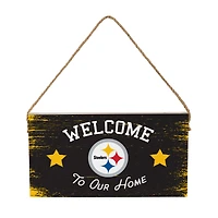 Pittsburgh Steelers 6" x 11" Welcome Home Wood Wall Sign with Rope Hanger