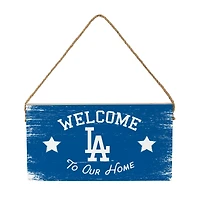 Los Angeles Dodgers 6" x 11" Welcome Home Wood Wall Sign with Rope Hanger