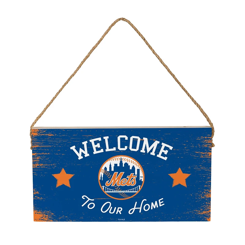 New York Mets 6" x 11" Welcome Home Wood Wall Sign with Rope Hanger