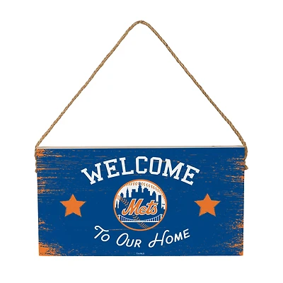 New York Mets 6" x 11" Welcome Home Wood Wall Sign with Rope Hanger