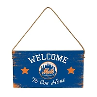 New York Mets 6" x 11" Welcome Home Wood Wall Sign with Rope Hanger
