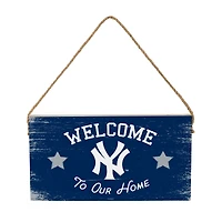 New York Yankees 6" x 11" Welcome Home Wood Wall Sign with Rope Hanger