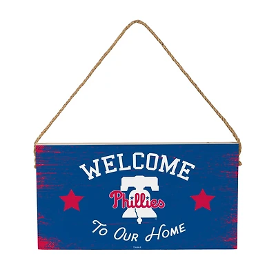 Philadelphia Phillies 6" x 11" Welcome Home Wood Wall Sign with Rope Hanger
