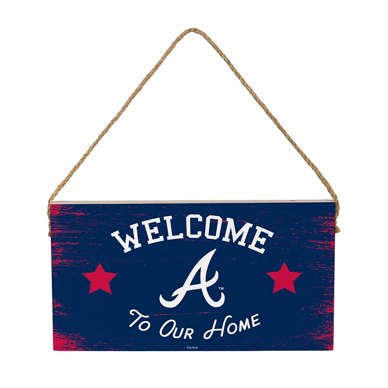 Atlanta Braves 6" x 11" Welcome Home Wood Wall Sign with Rope Hanger