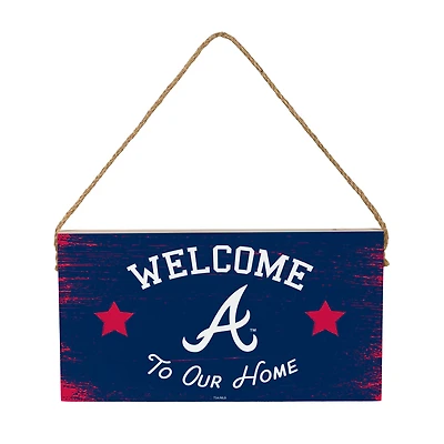 Atlanta Braves 6" x 11" Welcome Home Wood Wall Sign with Rope Hanger