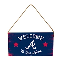 Atlanta Braves 6" x 11" Welcome Home Wood Wall Sign with Rope Hanger