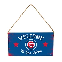 Chicago Cubs 6" x 11" Welcome Home Wood Wall Sign with Rope Hanger