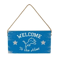 Detroit Lions 6" x 11" Welcome Home Wood Wall Sign with Rope Hanger