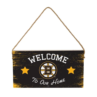 Boston Bruins 6" x 11" Welcome Home Wood Wall Sign with Rope Hanger