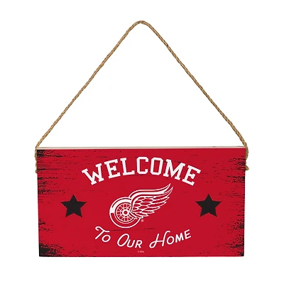 Detroit Red Wings 6" x 11" Welcome Home Wood Wall Sign with Rope Hanger