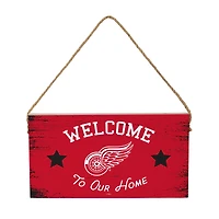 Detroit Red Wings 6" x 11" Welcome Home Wood Wall Sign with Rope Hanger