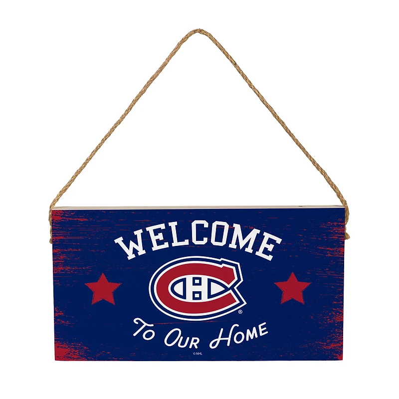 Montreal Canadiens 6" x 11" Welcome Home Wood Wall Sign with Rope Hanger