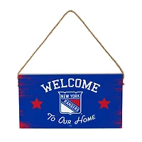 New York Rangers 6" x 11" Welcome Home Wood Wall Sign with Rope Hanger