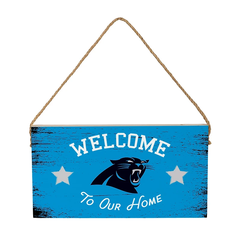 Carolina Panthers 6" x 11" Welcome Home Wood Wall Sign with Rope Hanger