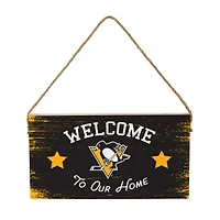 Pittsburgh Penguins 6" x 11" Welcome Home Wood Wall Sign with Rope Hanger