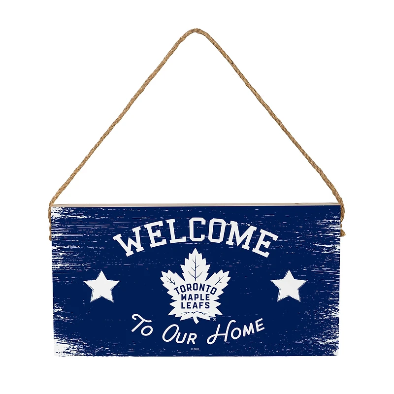 Toronto Maple Leafs 6" x 11" Welcome Home Wood Wall Sign with Rope Hanger