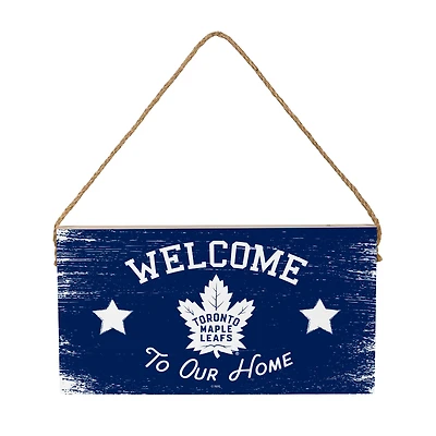 Toronto Maple Leafs 6" x 11" Welcome Home Wood Wall Sign with Rope Hanger