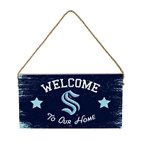 Seattle Kraken 6" x 11" Welcome Home Wood Wall Sign with Rope Hanger