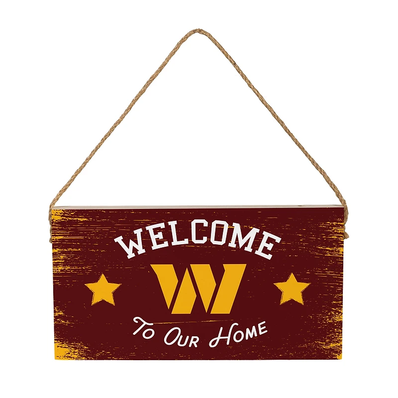 Washington Commanders 6" x 11" Welcome Home Wood Wall Sign with Rope Hanger