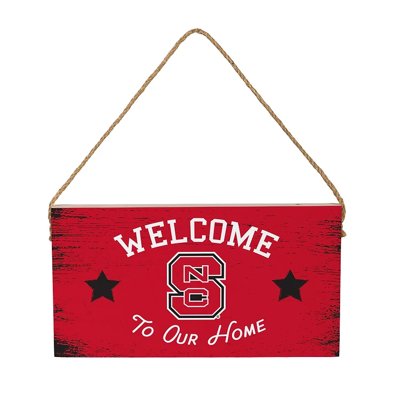 NC State Wolfpack 6" x 11" Welcome Home Wood Wall Sign with Rope Hanger