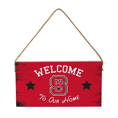 NC State Wolfpack 6" x 11" Welcome Home Wood Wall Sign with Rope Hanger