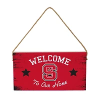 NC State Wolfpack 6" x 11" Welcome Home Wood Wall Sign with Rope Hanger