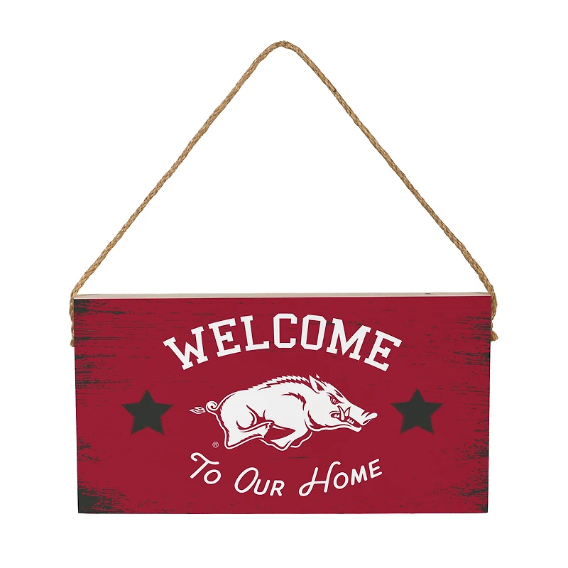 Arkansas Razorbacks 6" x 11" Welcome Home Wood Wall Sign with Rope Hanger