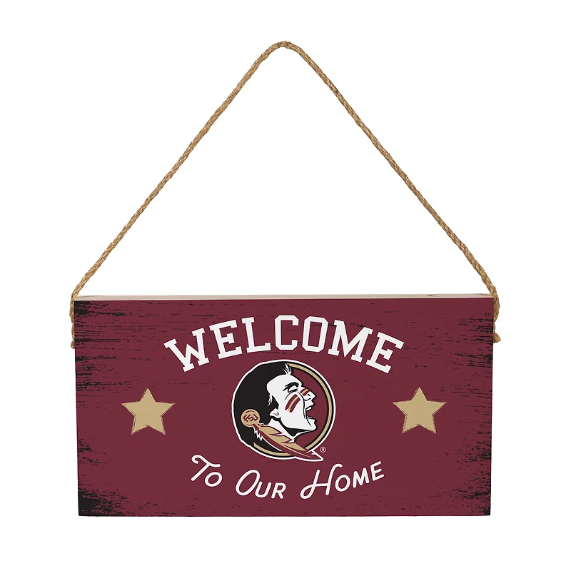 Florida State Seminoles 6" x 11" Welcome Home Wood Wall Sign with Rope Hanger