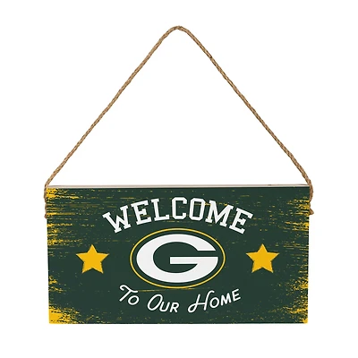 Green Bay Packers 6" x 11" Welcome Home Wood Wall Sign with Rope Hanger