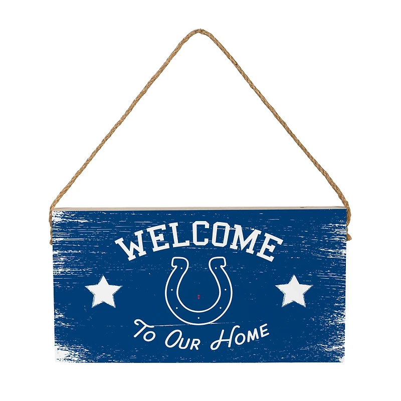 Indianapolis Colts 6" x 11" Welcome Home Wood Wall Sign with Rope Hanger