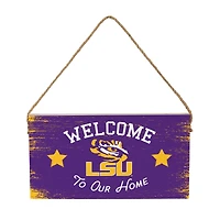 LSU Tigers 6" x 11" Welcome Home Wood Wall Sign with Rope Hanger
