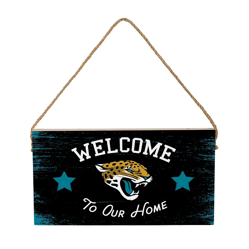 Jacksonville Jaguars 6" x 11" Welcome Home Wood Wall Sign with Rope Hanger