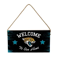 Jacksonville Jaguars 6" x 11" Welcome Home Wood Wall Sign with Rope Hanger