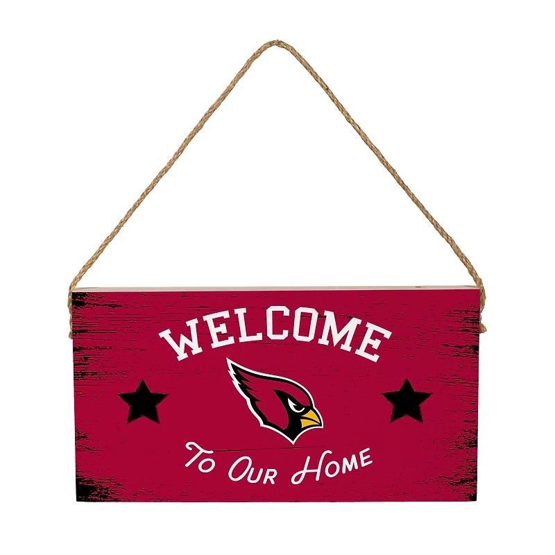 Arizona Cardinals 6" x 11" Welcome Home Wood Wall Sign with Rope Hanger